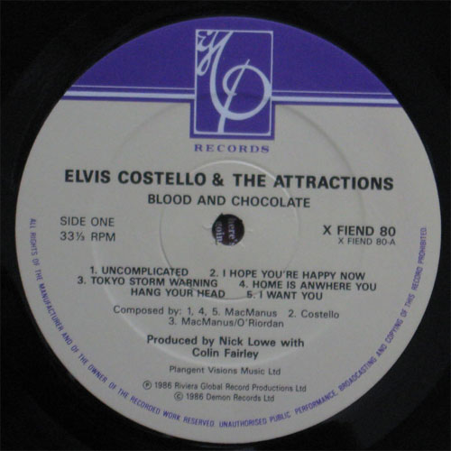 Elvis Costello And The Attractions / Blood And Chocolateβ