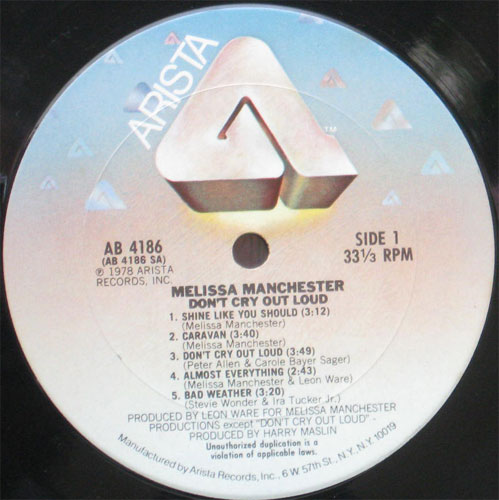 Melissa Manchester / Don't Cry Out Loudβ