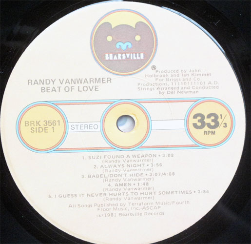 Randy Vanwarmer/ Beat Of Love ( In Shrink )β