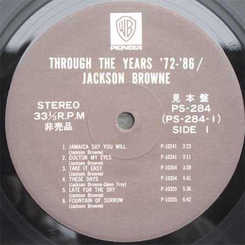 Jackson Browne / Through The Years '72-'86Promo Only)β