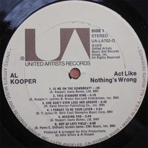 Al Kooper / Act Like Nothing's Wrongβ