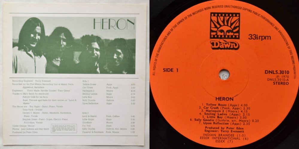 UKオリジナルLP Heron 1970年作 Dawn 状態良好 インサート付 - レコード