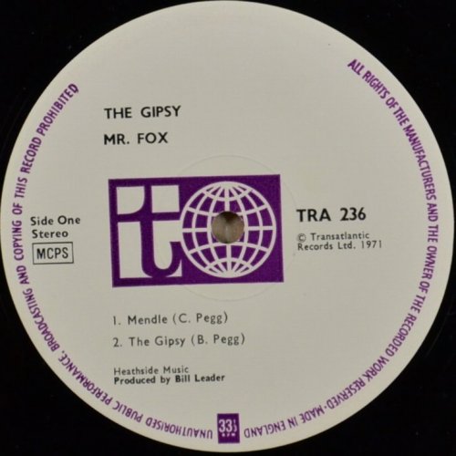 Mr Fox / The Gipsy (Rare Early Press)β