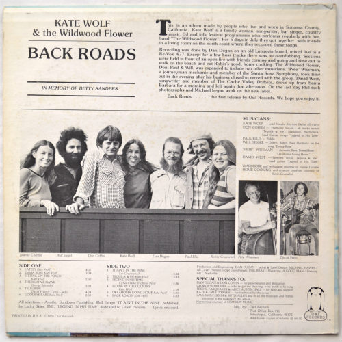 Kate Wolf and the Wildwood Flower / Back Roadsβ