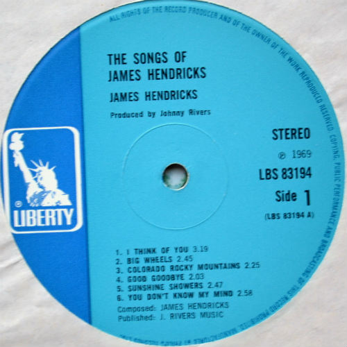 James Hendricks / Songs Of James Hendricks (UK)β