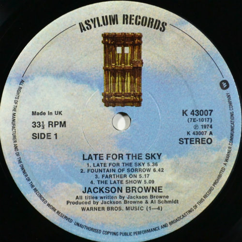 Jackson Browne / Late For The Sky (UK)β