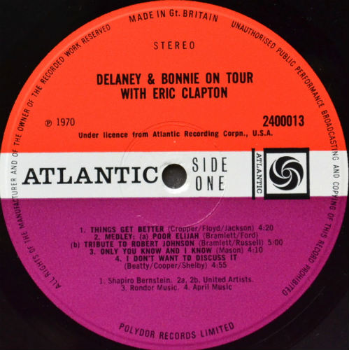 Delaney & Bonnie And Friends / On Tour With Eric Clapton UK Matrix-1)β