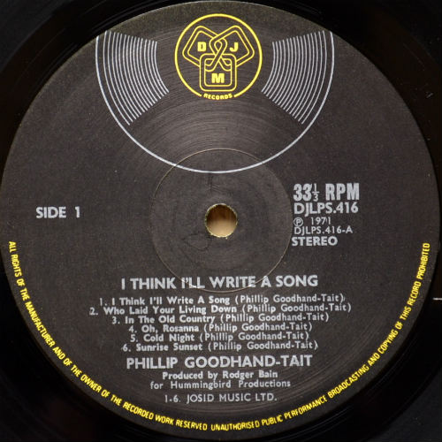Phillip Goodhand-Tait / I Think I'll Write A Song (UK)β