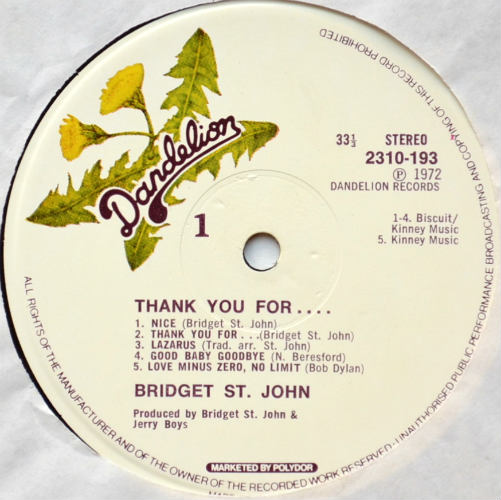 Bridget St. John / Thank You For...β