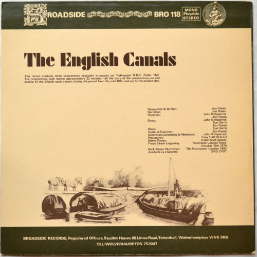 Jon Raven, John Kirkpatrick, Sue Harris / The English Canalsβ