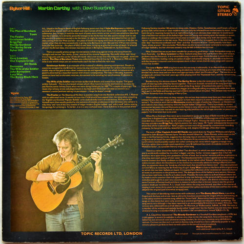 Martin Carthy with Dave Swarbrick / Byker Hill (UK Topic Re-Issue)β