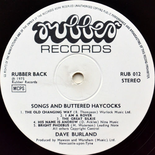 Dave Burland / Songs & Buttered Haycocksβ