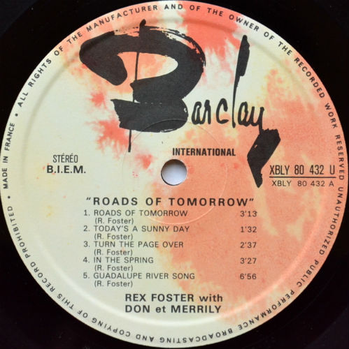 Rex Foster With Don & Merrily / Road to Tomorrow (France Original)β