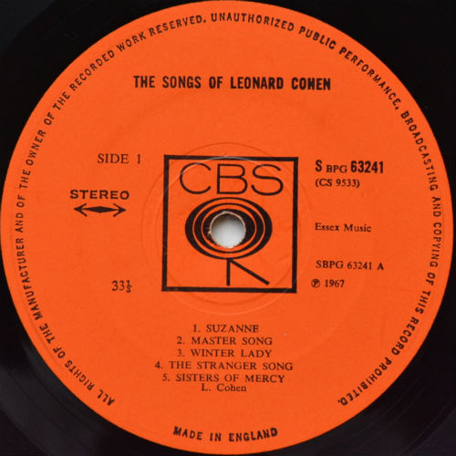Leonard Cohen / The Songs Of Leonard Cohen (UK early Press)β