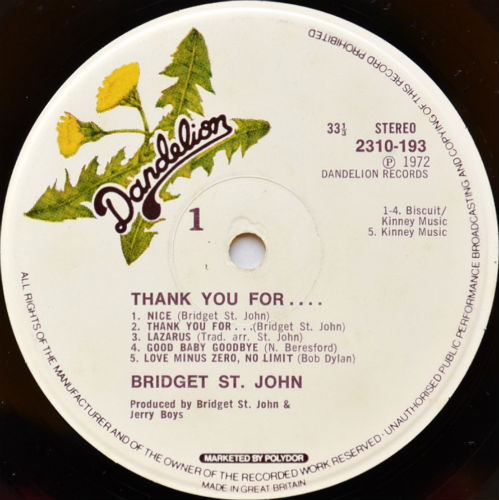 Bridget St. John / Thank You For (UK Matrix-1)β