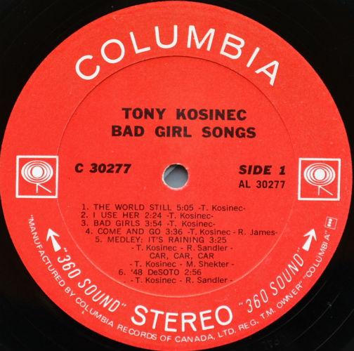 Tony Kosinec / Bad Girl Songs (Rare Canada)β