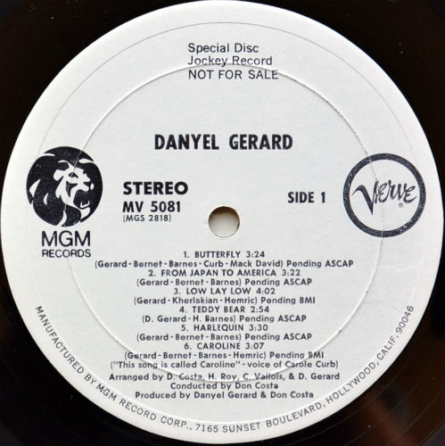 Danyel Gerard / Danyel Gerard (Butterfky) (Rare Promo)β