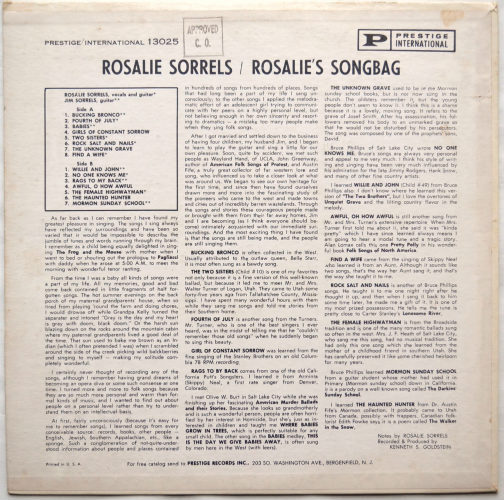 Rosalie Sorrels / Rosalie's Songbag (American Folksongs)β