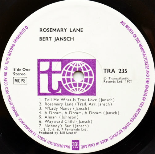 Bert Jansch / Rosemary Lane (UK Matrix-1)β