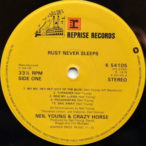 Neil Young and Crazy Horse / Rust Never Sleeps (UK Matrix-1)β