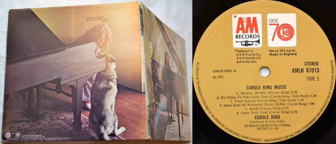 超レア！PROMO日本A&M盤LP非売品 プロモ白ラベル！Carole King / Music