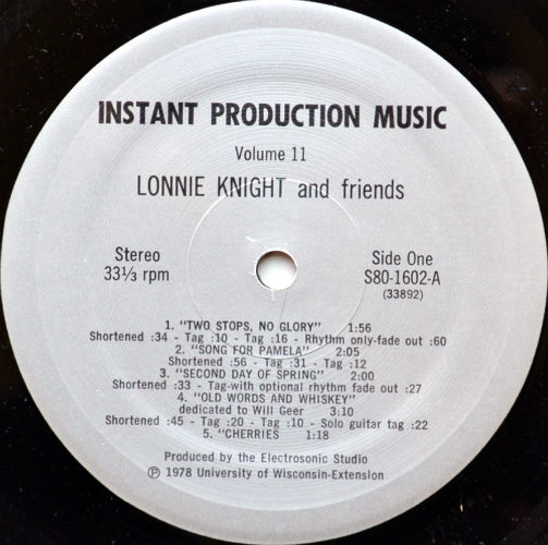 Lonnie Knight And Friends / Guitar;  Instant Production Music Volime Elevenβ