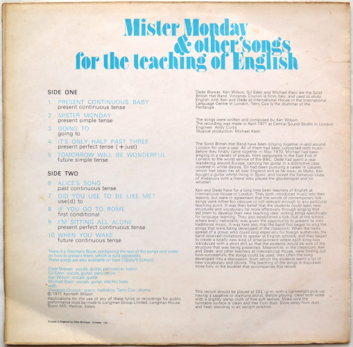Solid British Hat Band / Mister Monday & Other Songs For The Teaching Of Englishβ