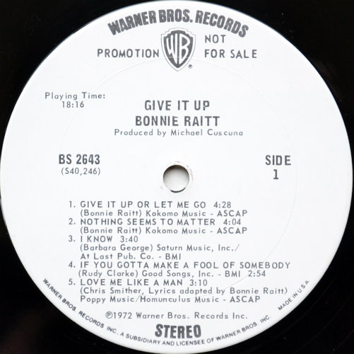 Bonnie Raitt / Give It Up (US Rare Promo w/Promo Sheet)β
