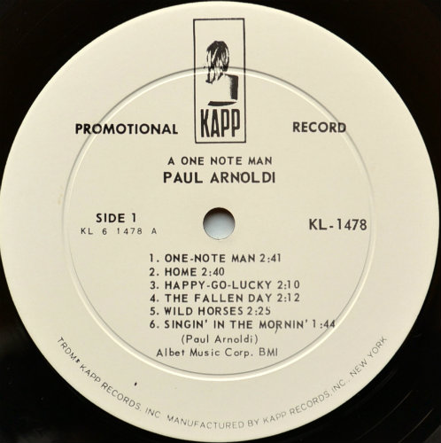 Paul Arnoldi / A One Note Man (Rare Promo Mono)β
