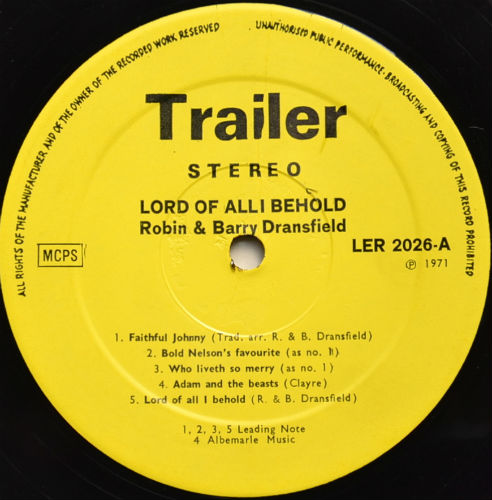Robin & Barry Dransfield / Lord of All I Beholdβ