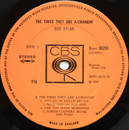 Bob Dylan / Times They Are A-Changin' (UK)の画像