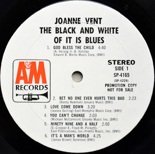 Joanne Vent / The Black And White Of It Is Blues (Rare Promo White Label)の画像