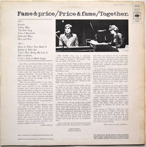 Georgie Fame & Alan Price / Fame & Price / Price & Fame / Together (UK Matrix-1)の画像