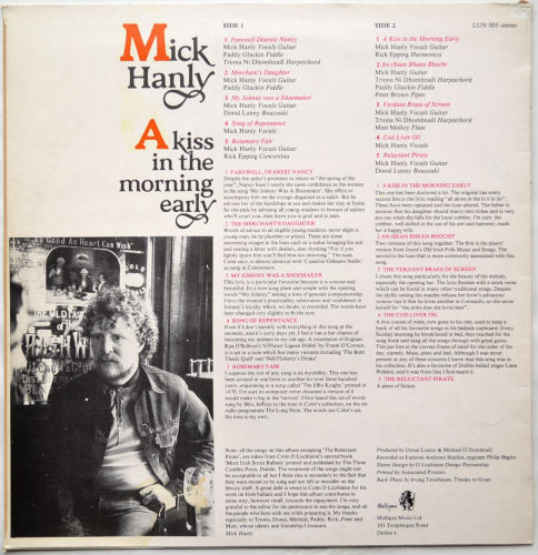 Mick Hanly / A Kiss in the Morning Early (Ireland Original)β