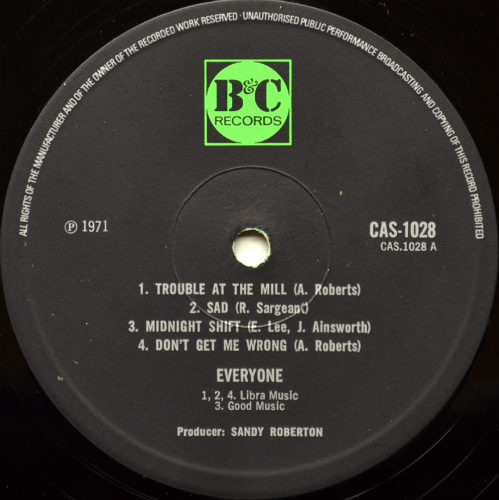 Everyone (Andy Roberts) / Everyone (UK B&C 2nd Issue)β