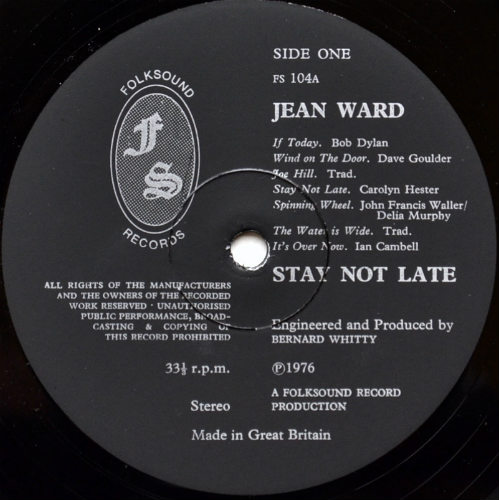 Jean Ward / Stay Not Lateβ