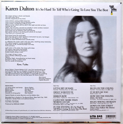 Karen Dalton / It's So Hard To Tell Who's Going To Love You The Best (ꥤ塼)β