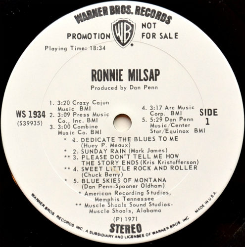 Ronnie Milsap / Ronnie Milsap (1st, Rare Promo, Dan Penn)β