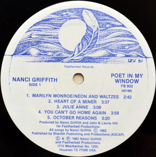 Nanci Griffith / Poet In My Window (Featherbed Original)β