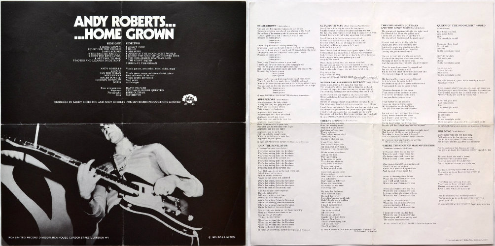 Andy Roberts / Home Grown (UK RCA Matrix-1 w/Insert)β