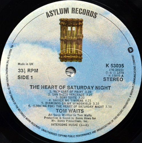 Tom Waits / The Heart Of Saturday Night (UK Matrix-1)β