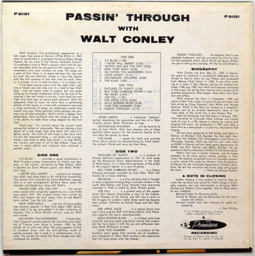 Walt Conley / Passin' Through With Walt Conley (Karen Dalton)β