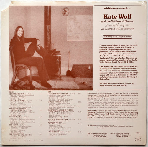 Kate Wolf & The Wildwood Flower / Lines On The Paper (Kaleidoscope Sealed!)β