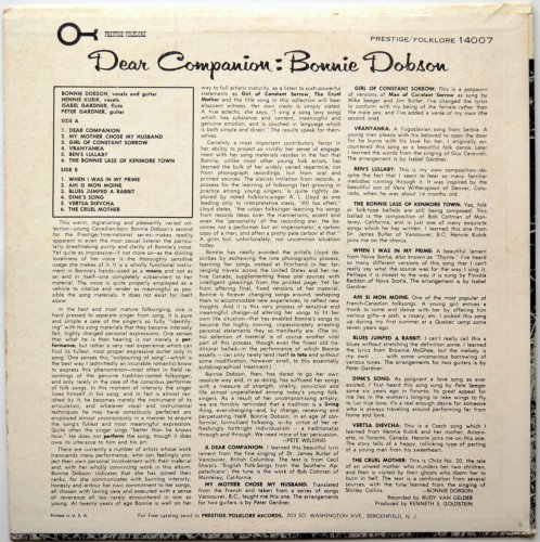 Bonnie Dobson / Dear Companion (Prestige Folklore)β