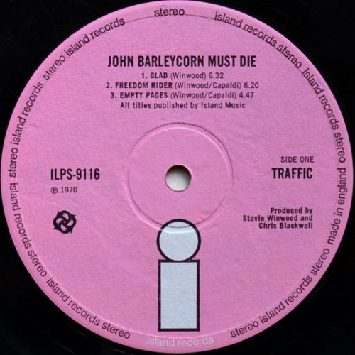 Traffic / John Barleycorn Must Die (UK Pink Island Early Press)β
