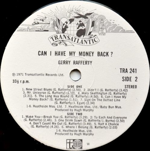 Gerry Rafferty / Can I Have My Money Back? (UK Matrix-1)β