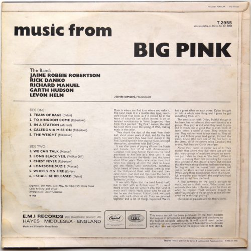 Band, The / Music From Big Pink (UK Mega Rare MONO Matrix-1)β