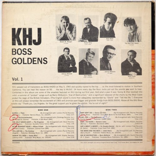 V.A. (Them, Zombies, Barry McGuire etc) / KHJ Boss Goldens Volume 1β