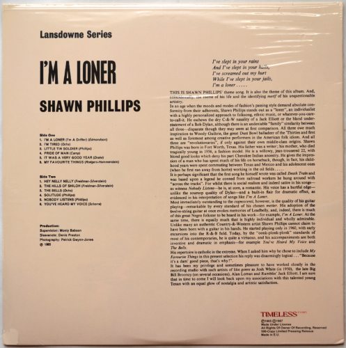 Shawn Phillips / I'm A Loner (Re-issue Sealed)β