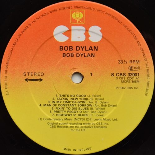 Bob Dylan / Bob Dylan (UK Later Issue)β